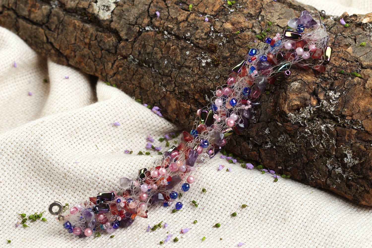 Браслет из бисера хэнд мейд украшение из натуральных камней необычный браслет фото 1