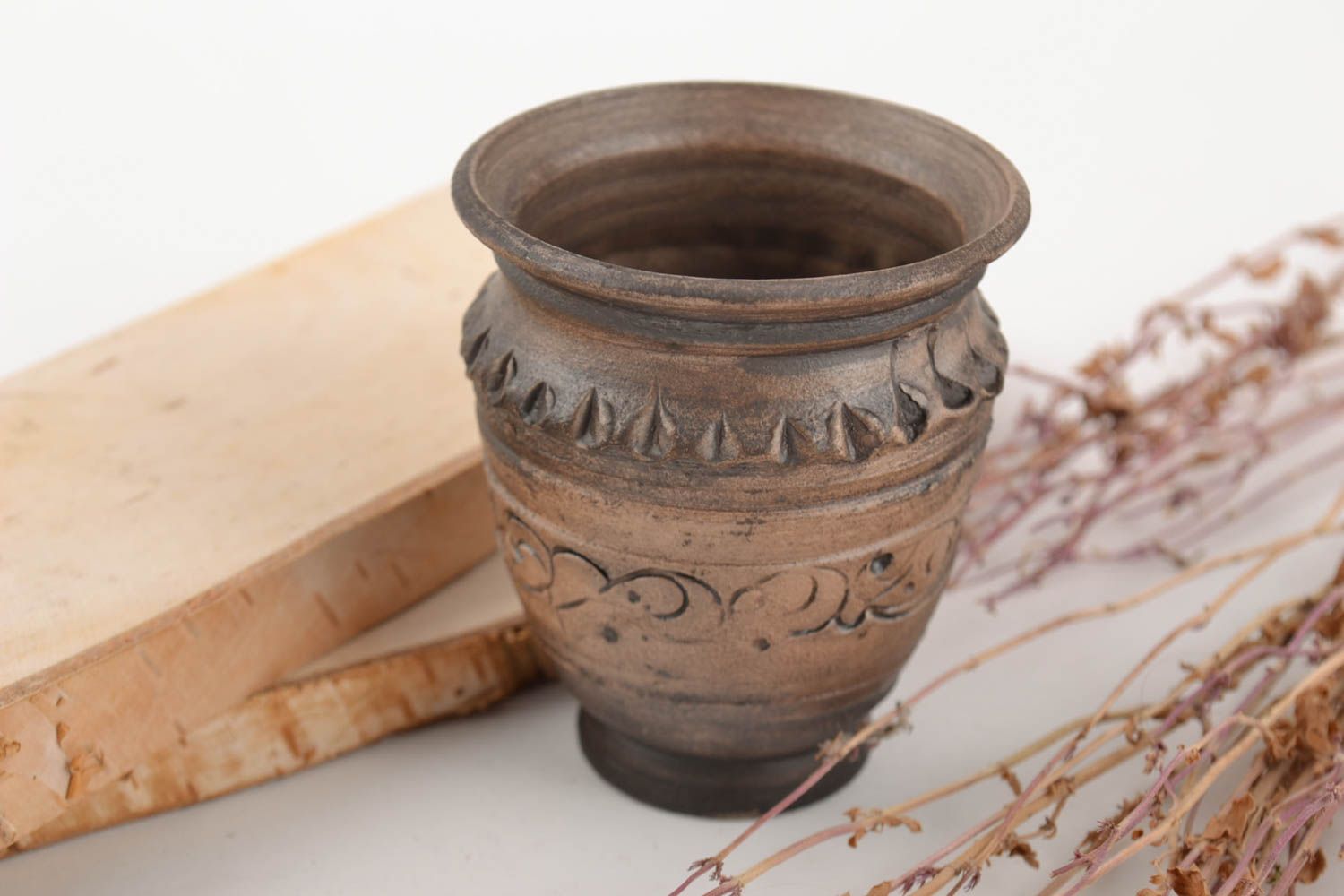 Vaso de chupito de arcilla artesanal cerámica lechera original bonito 50 ml foto 1