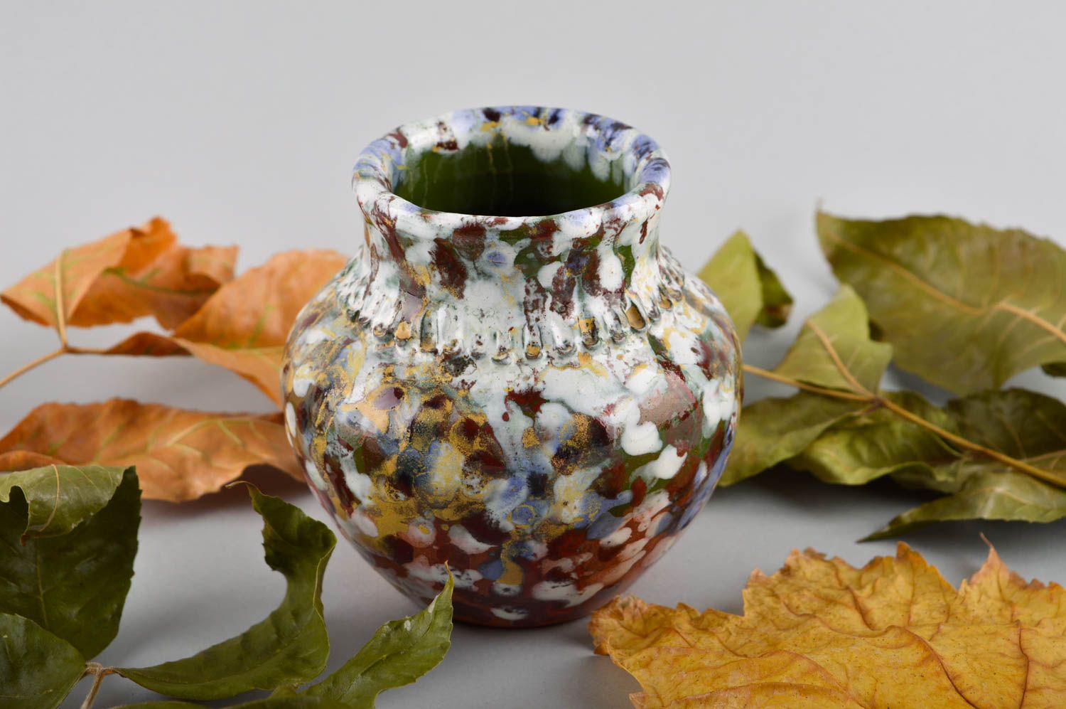 Handgemachte Keramik schöne Vase Haus Dekoration Deko Vase gefleckt klein  foto 1