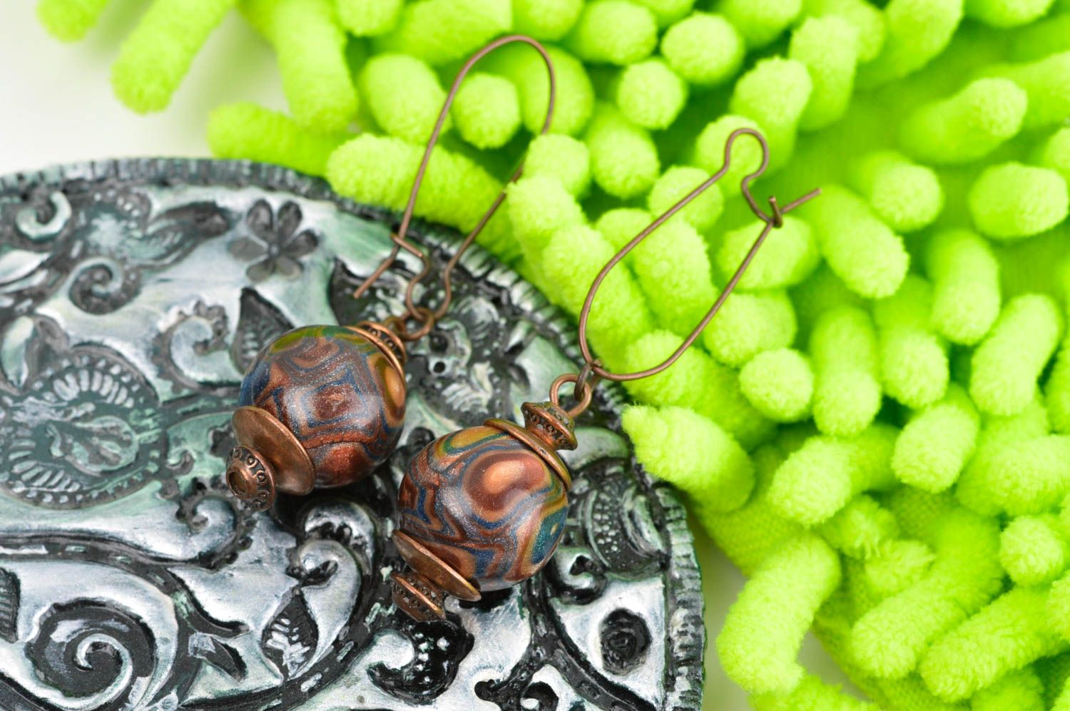 Украшение ручной работы элитная бижутерия серьги из полимерной глины Шоколадные фото 1