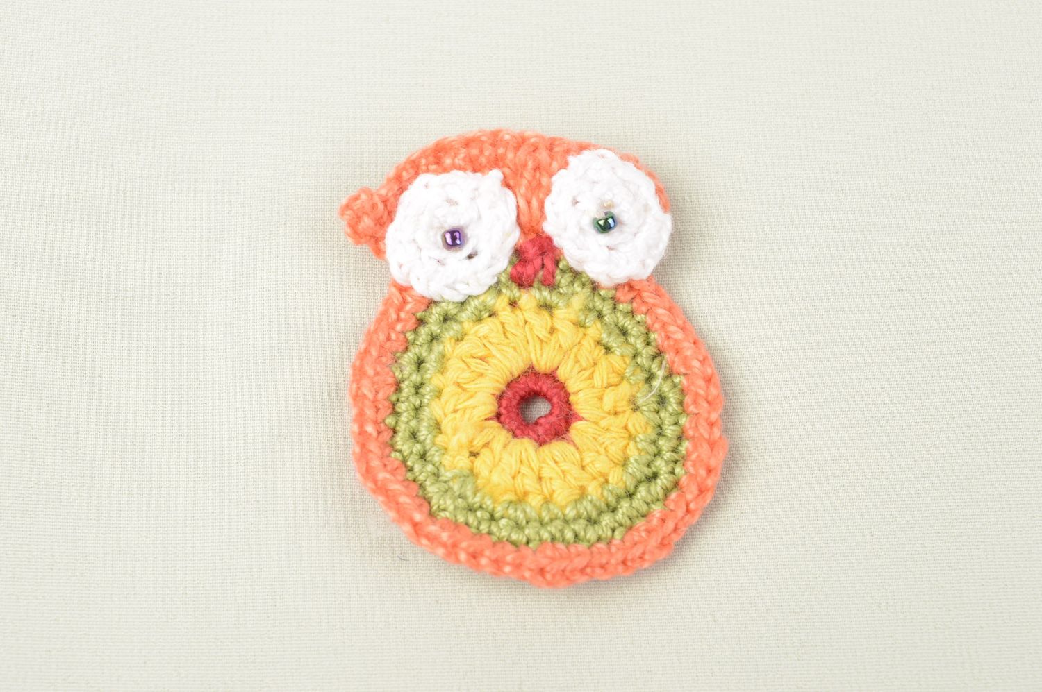 Handmade crocheted bird unusual blank for jewelry stylish textile fittings photo 1