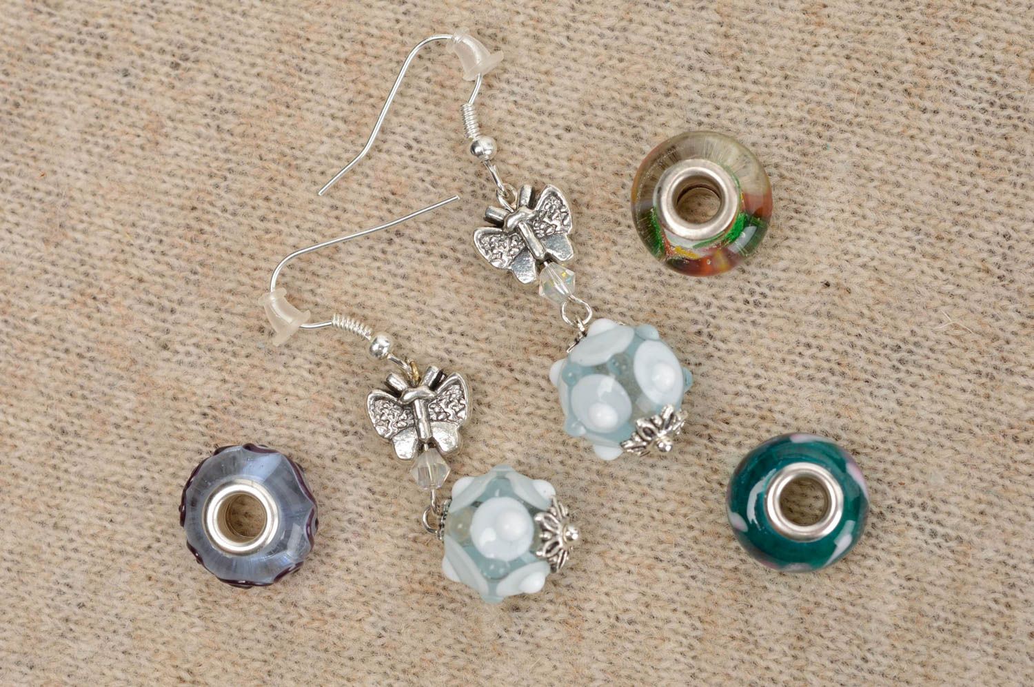 Handmade Glas Ohrringe Damen Schmuck Accessoire für Frauen fein klein  foto 1