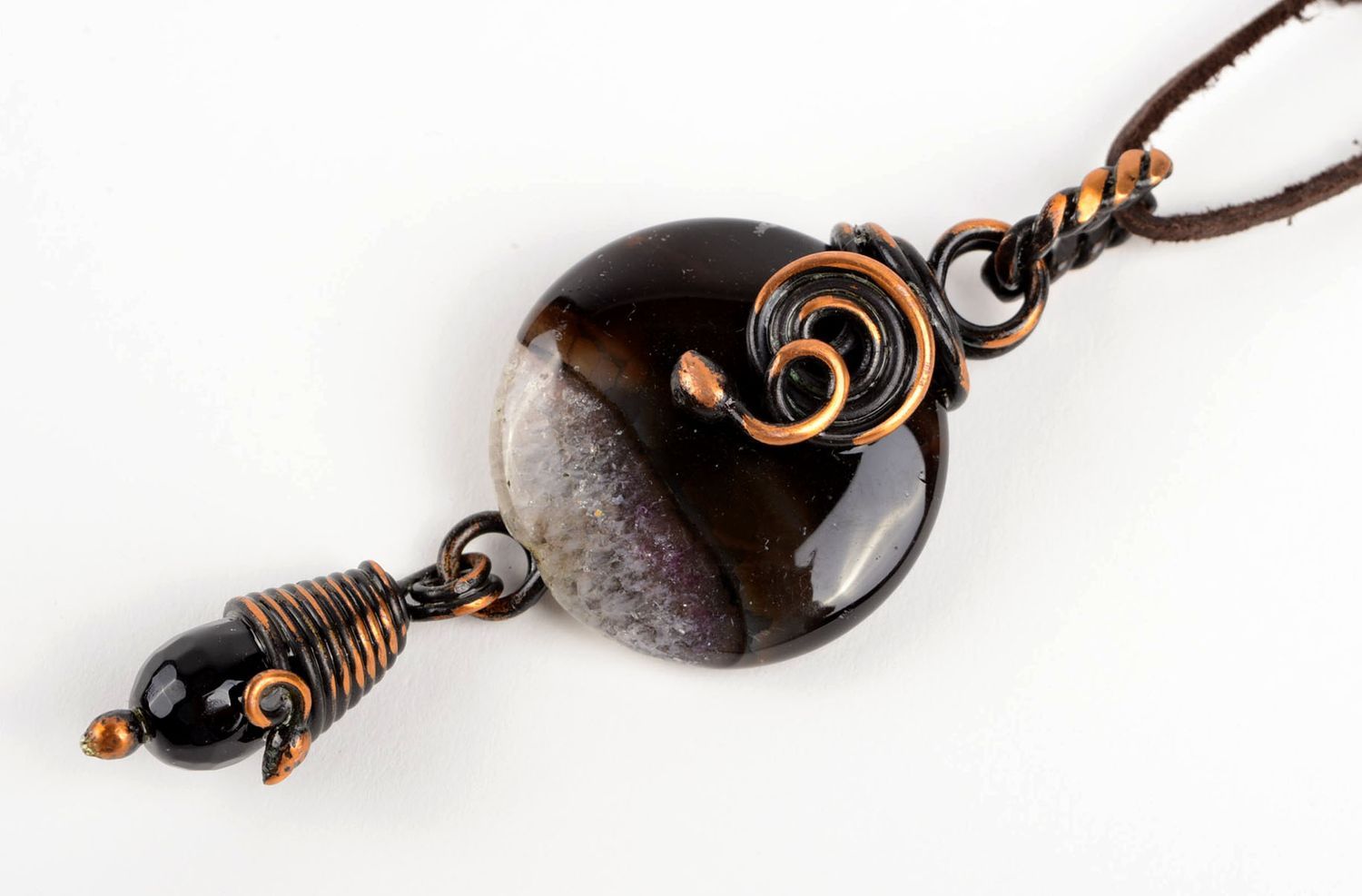 Handmade pendant unusual accessory for women copper jewelry metal pendant photo 1
