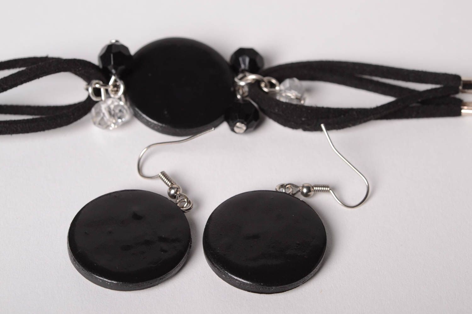 Frauen Accessoires handmade Schmuck Ohrringe aus Ton Armband Frauen foto 5