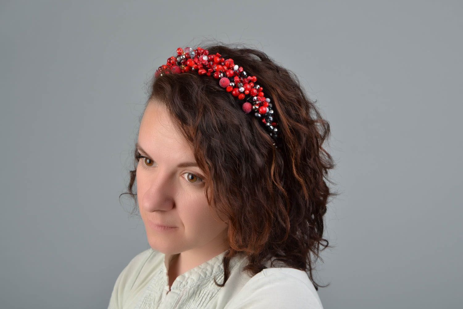 Massive headband with berries Raspberry photo 2
