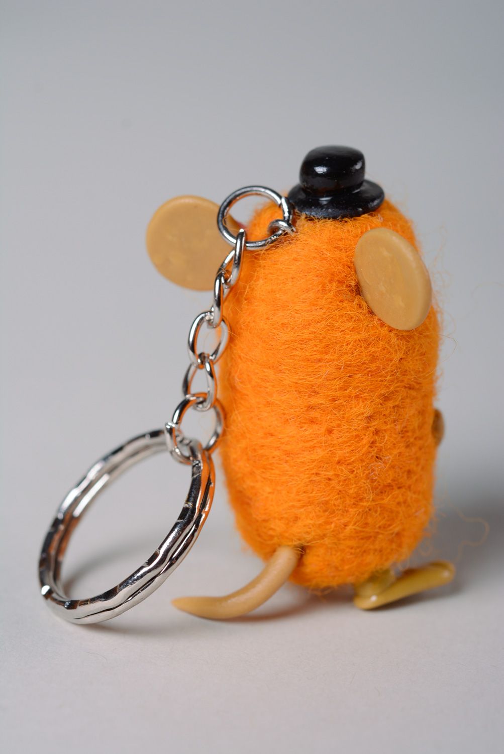 Keychain toy hand made of wool and polymer clay Hamster photo 3