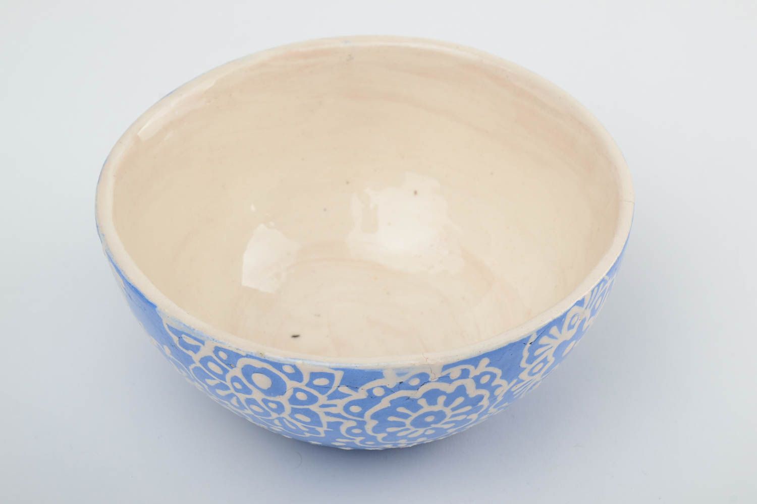 Handmade beautiful glazed ceramic deep bowl eco friendly kitchen pottery 500ml photo 2