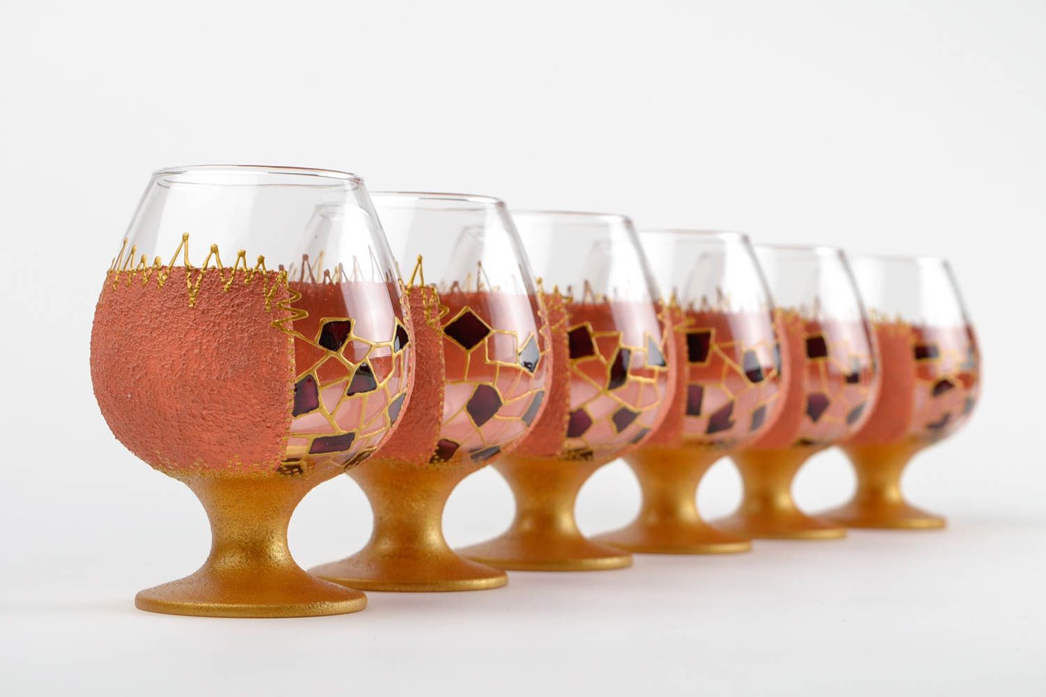 Coupes verre fait main Verres à vin Service vaisselle ensemble peint original photo 1