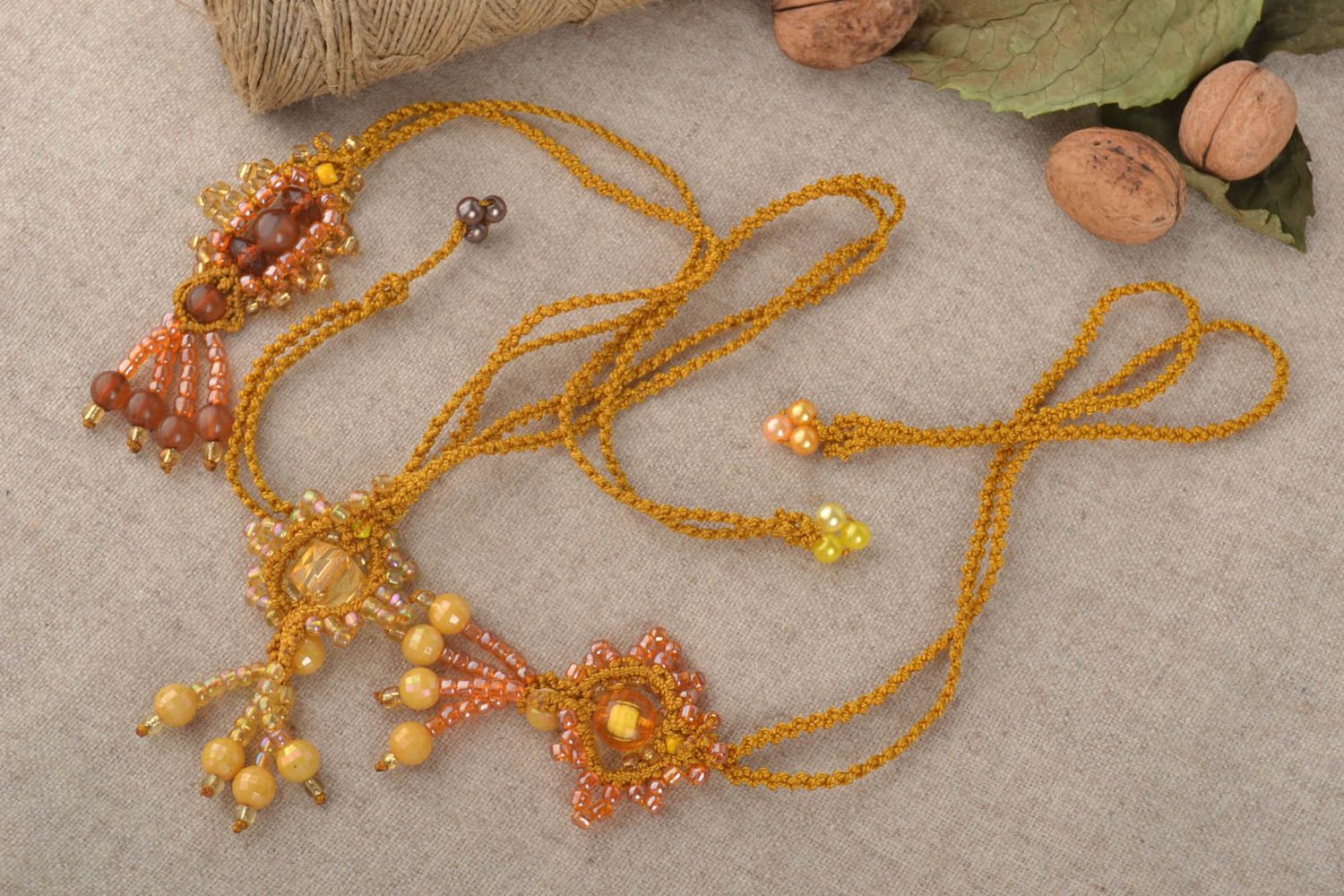 Handmade jewelry set 3 necklaces for women macrame jewelry fashion accessories photo 1