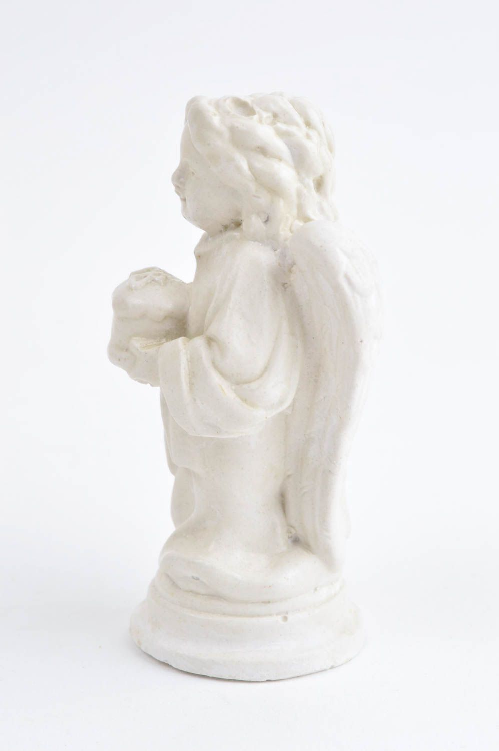 Statuette ange faite main Figurine en plâtre blanche peinte Déco maison photo 3