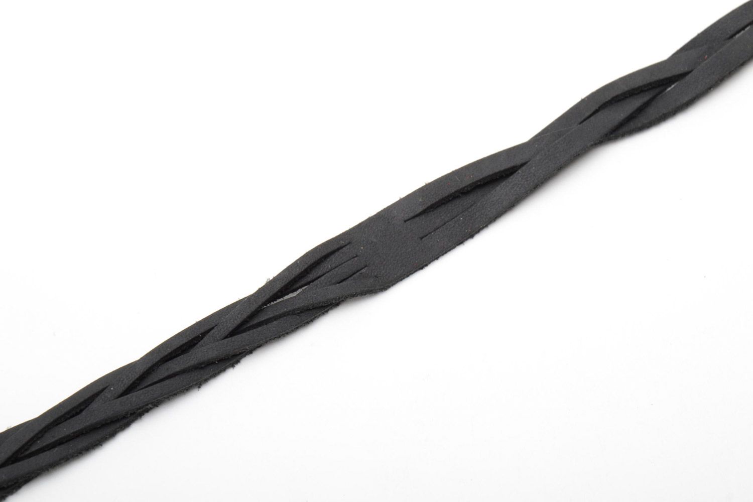 Fashionable handmade black double wrap leather bracelet with weaving unisex photo 5