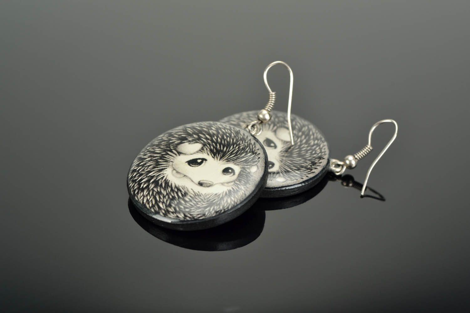 Polymer clay earrings Hedgehogs photo 1