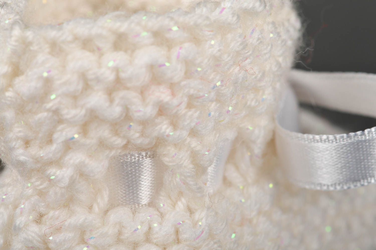 Chaussons bébé faits main Chaussure bébé tricot crochet blancs Cadeau original photo 4