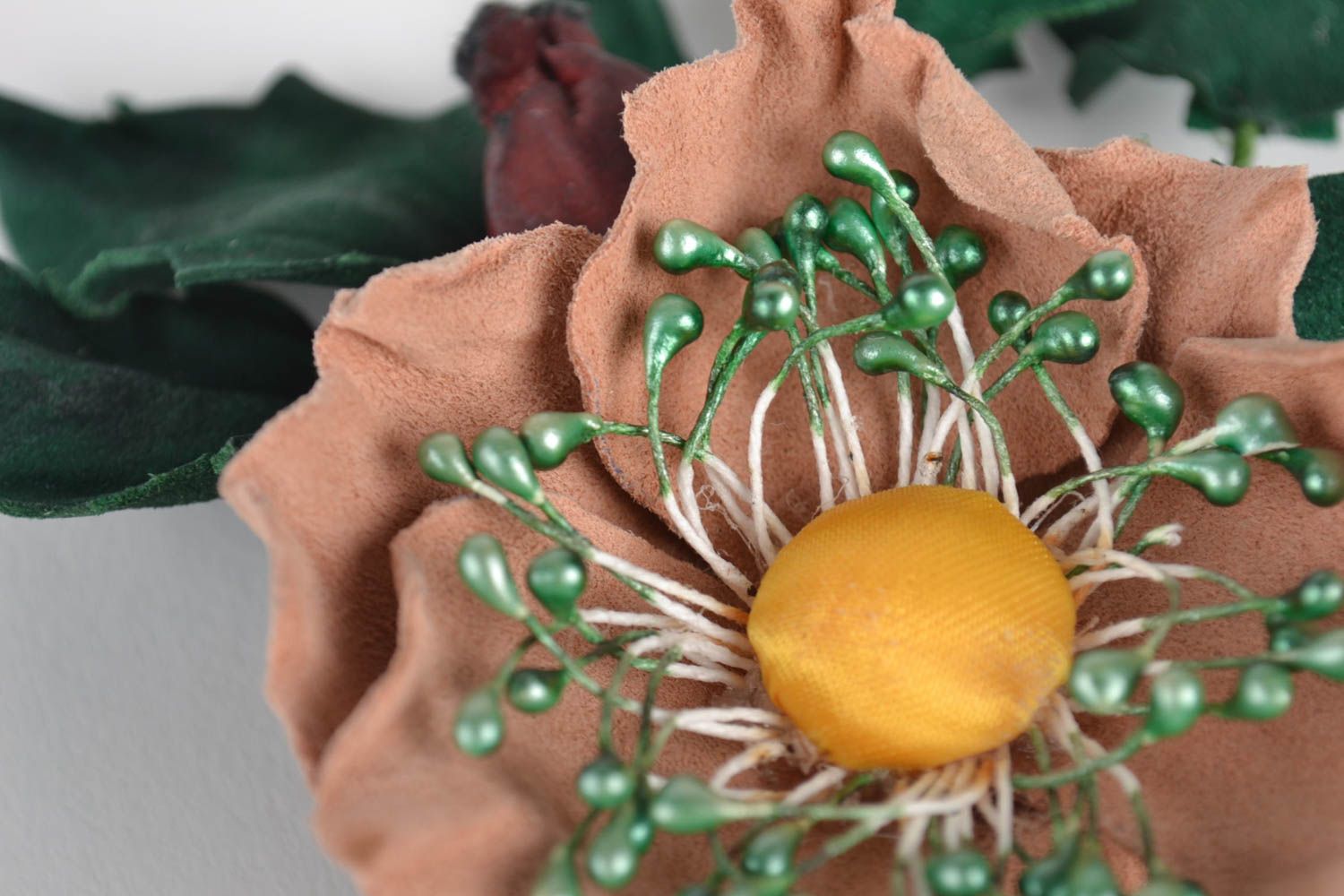 Handmade Leder Schmuck Schmuck Brosche Geschenk für Frauen Blumen Brosche groß foto 3