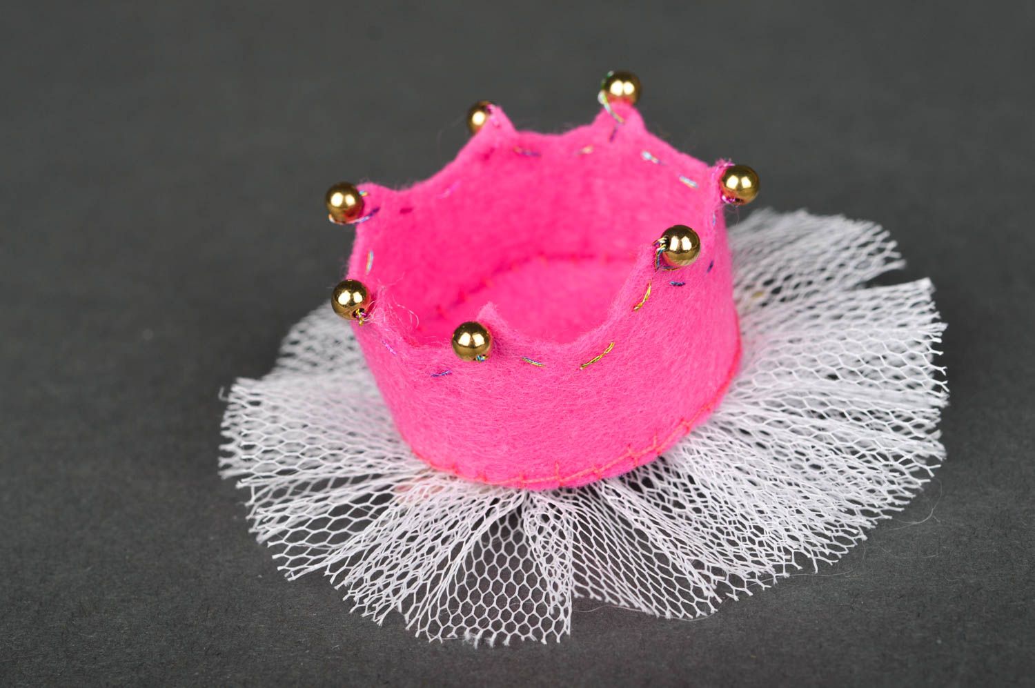 Pinza de pelo artesanal accesorio para niña regalo original Corona rosada foto 2