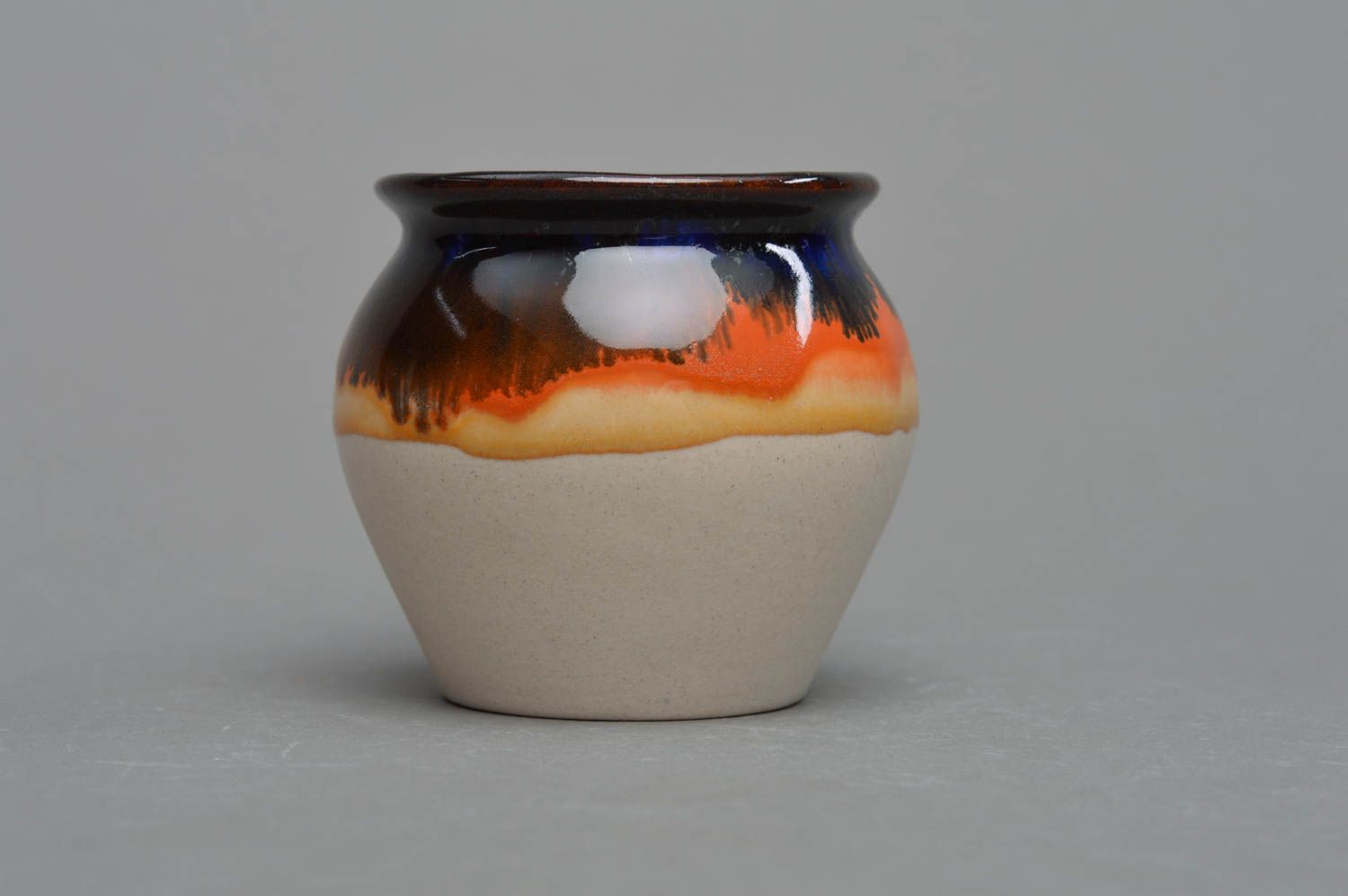 Porcelain pot with colored glaze painting for bulk products handmade home decor photo 3