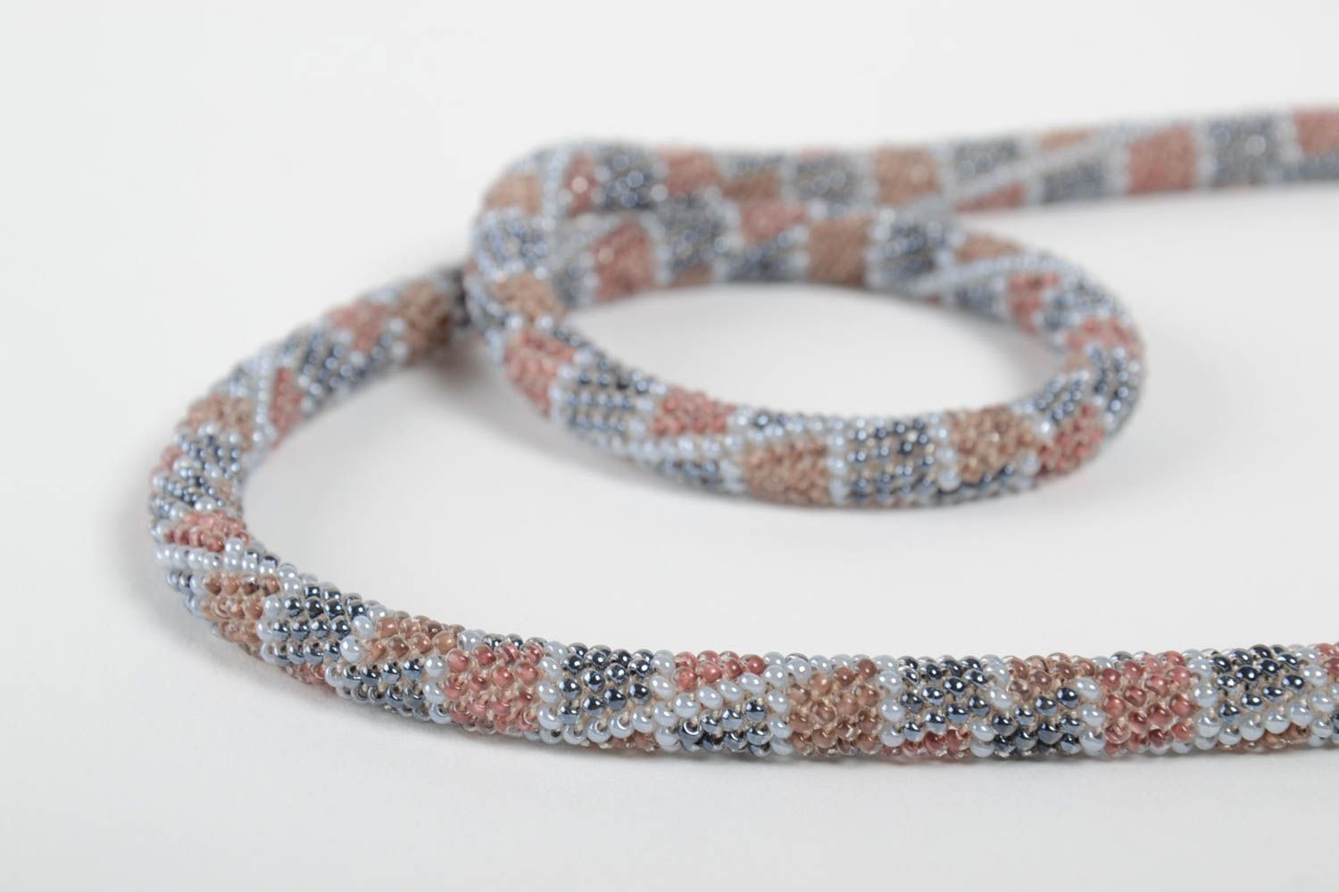 Collier spirale Bijou fait main Cadeau femme long perles de rocaille design photo 5