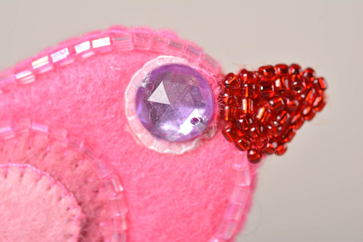 Брошь ручной работы брошь из фетра дизайнерское украшение птичка розовая фото 2