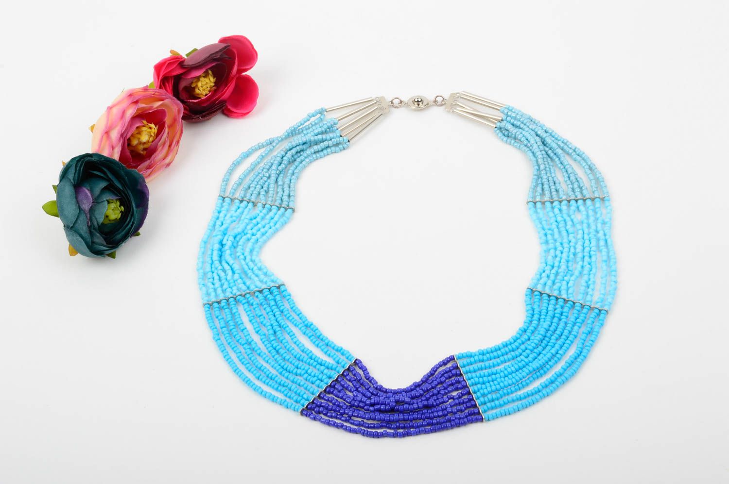 Schöne Rocailles Kette Frauen Accessoire Halskette für Frauen in Blau schön foto 1