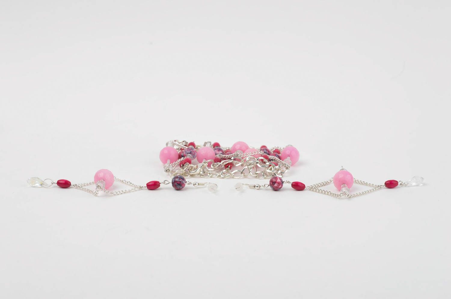 Handmade earrings beautiful wrist bracelet designer pink jewelry set girls gift photo 3