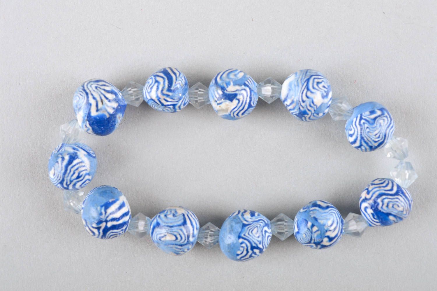 Bracelet bleu Bijou fait main en pâte polymère design Accessoire femme Marin photo 4