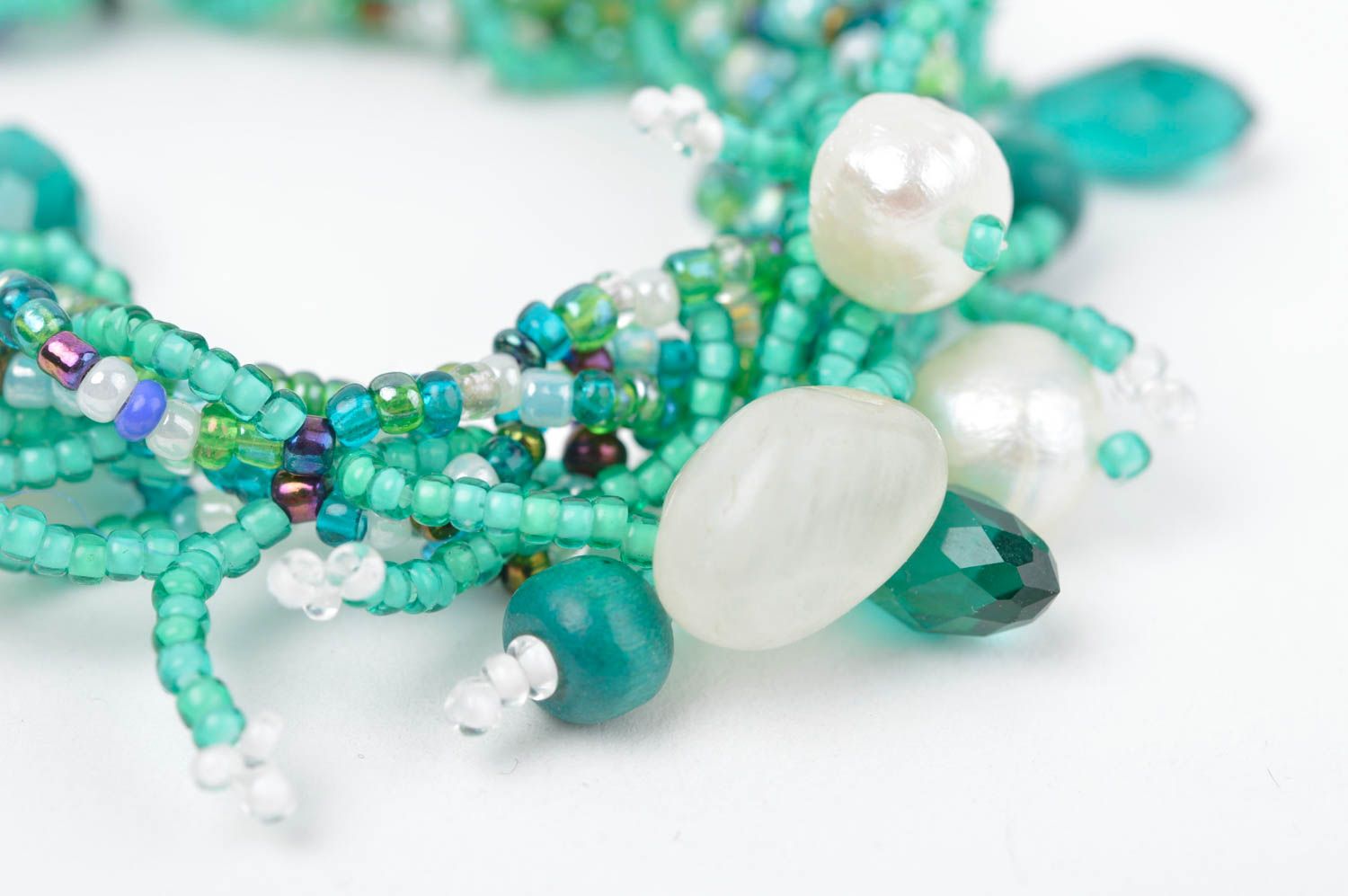 Bracelet original Bijou fait main Accessoire pour femme perles de rocaille vert photo 5