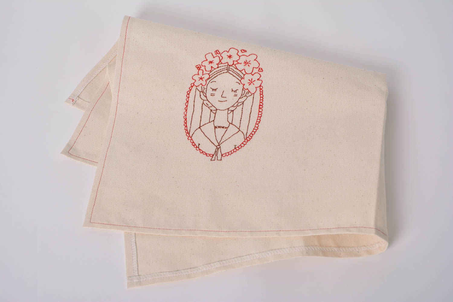 Handmade towel made of semi linen with hand-embroidery interior textile photo 3