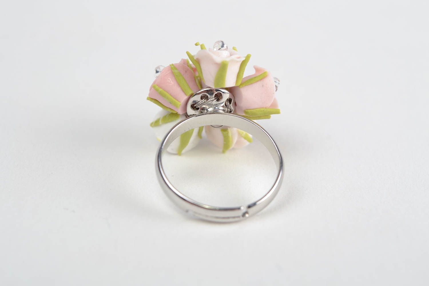 Handgemachter schöner zarter Blumen Ring aus Polymer Ton Damen Schmuck Geschenk foto 5