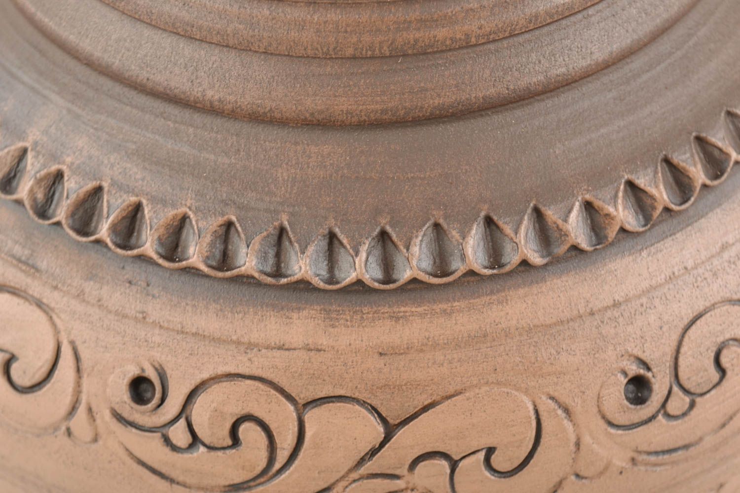 Grande cruche en céramique brun clair avec couvercle et anse faite main 3 l  photo 2