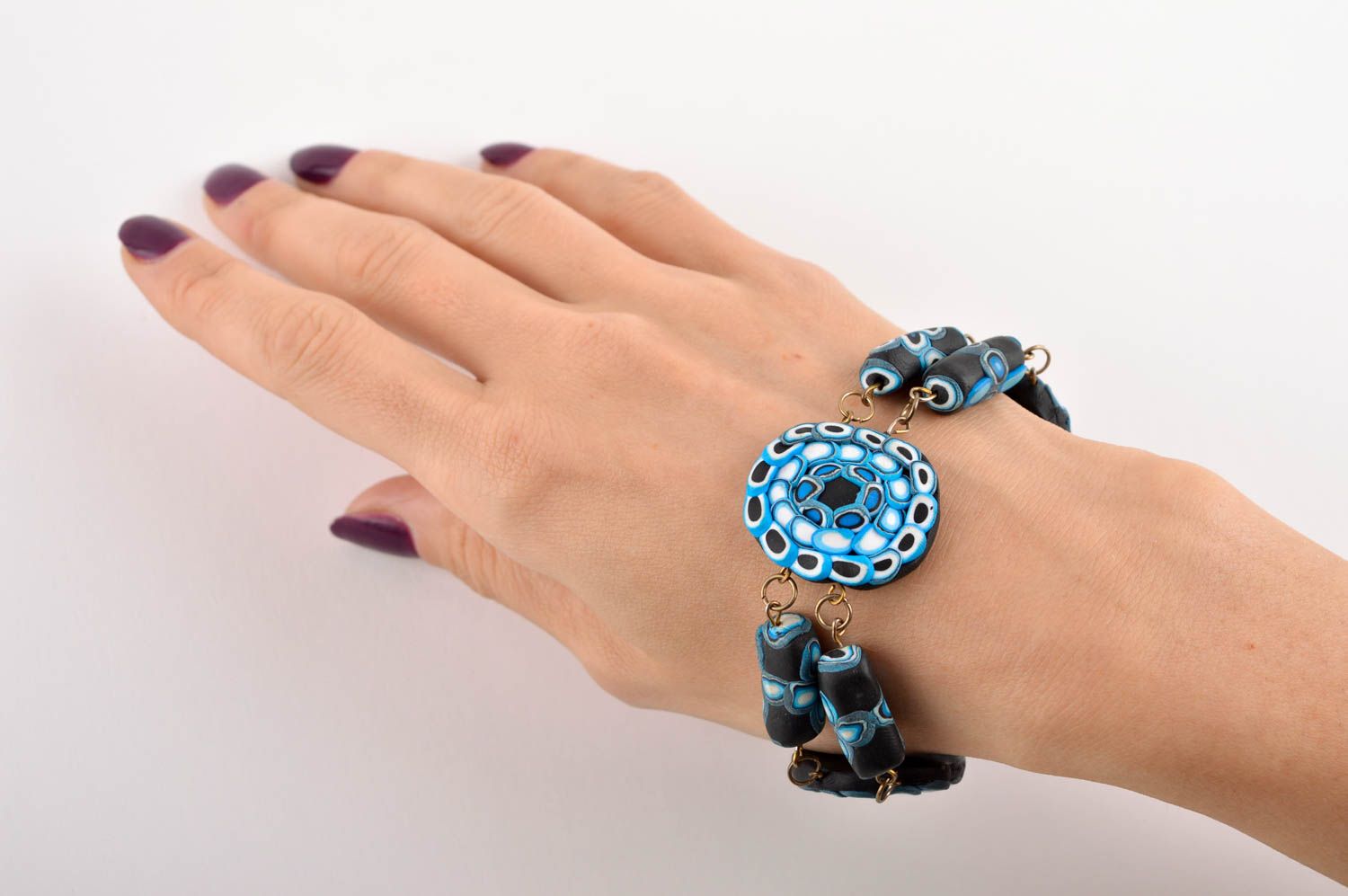 Handmade bracelet polymer clay designer jewelry flower jewelry womens bracelets photo 5