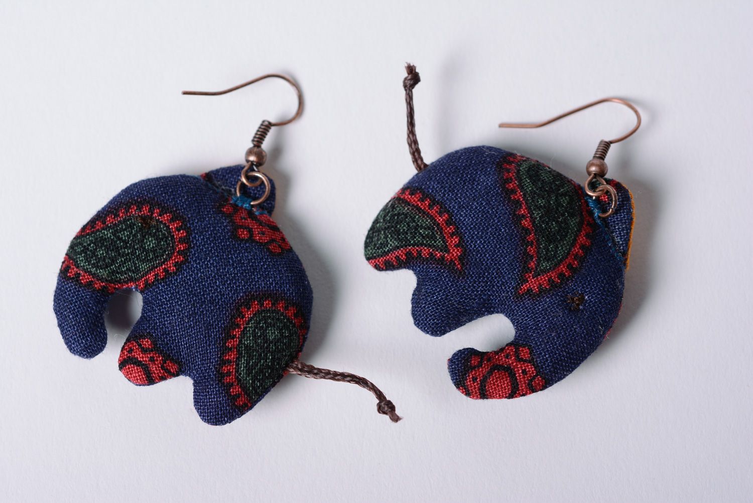 Handmade cotton and linen dangle earrings photo 5