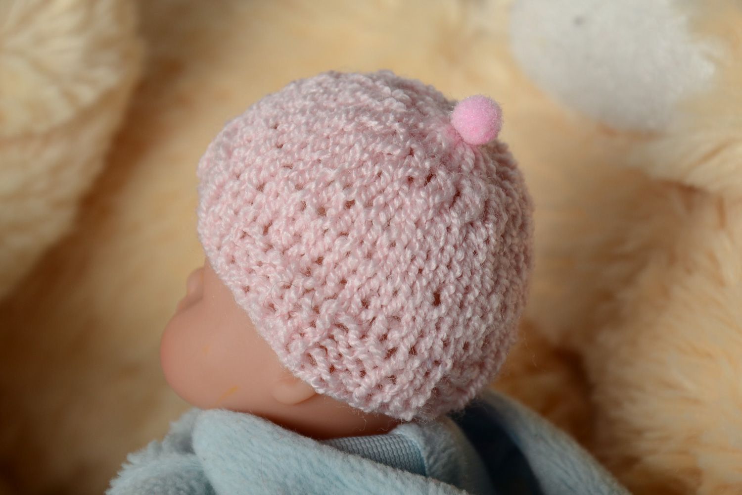 Handmade pink knitted Easter egg cozy photo 1