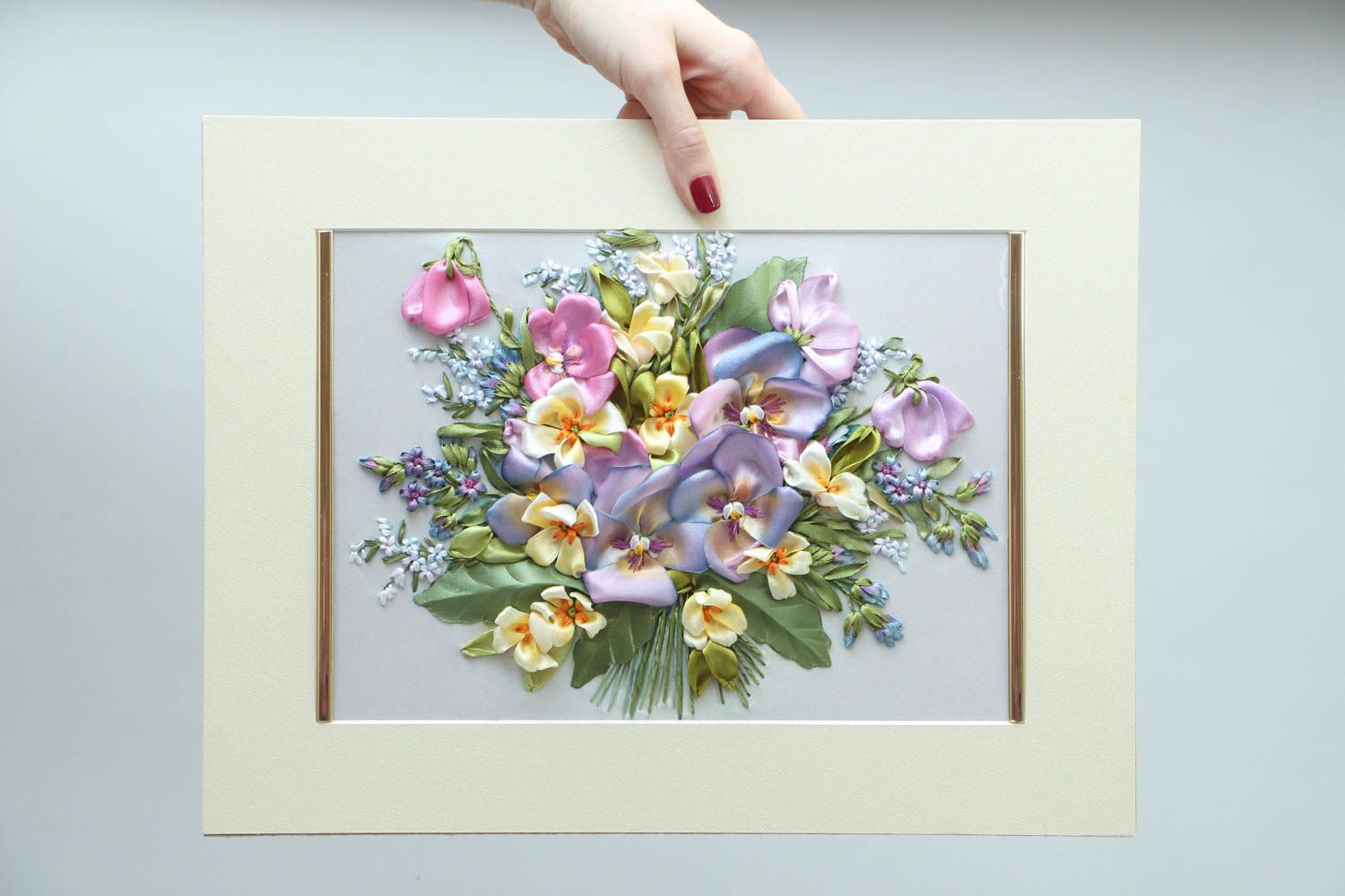Cuadro artesanal con flores foto 5