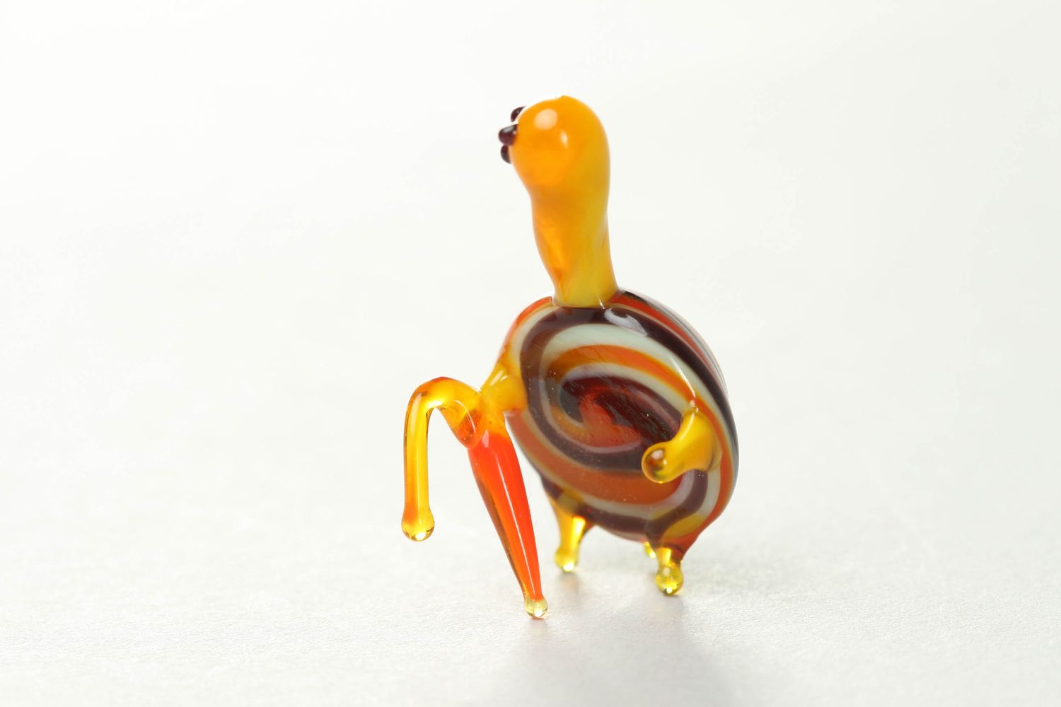 Small lampwork glass figurine Turtle with Stick photo 1