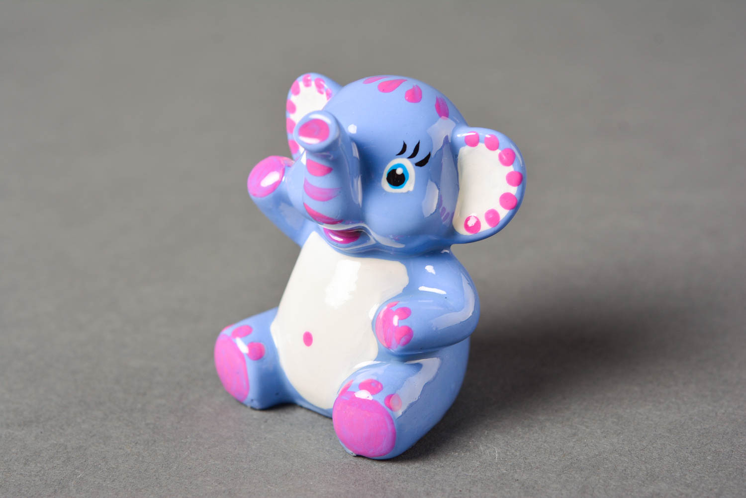 Figura artesanal de yeso regalo para niño decoración de interior Elefante azul foto 3