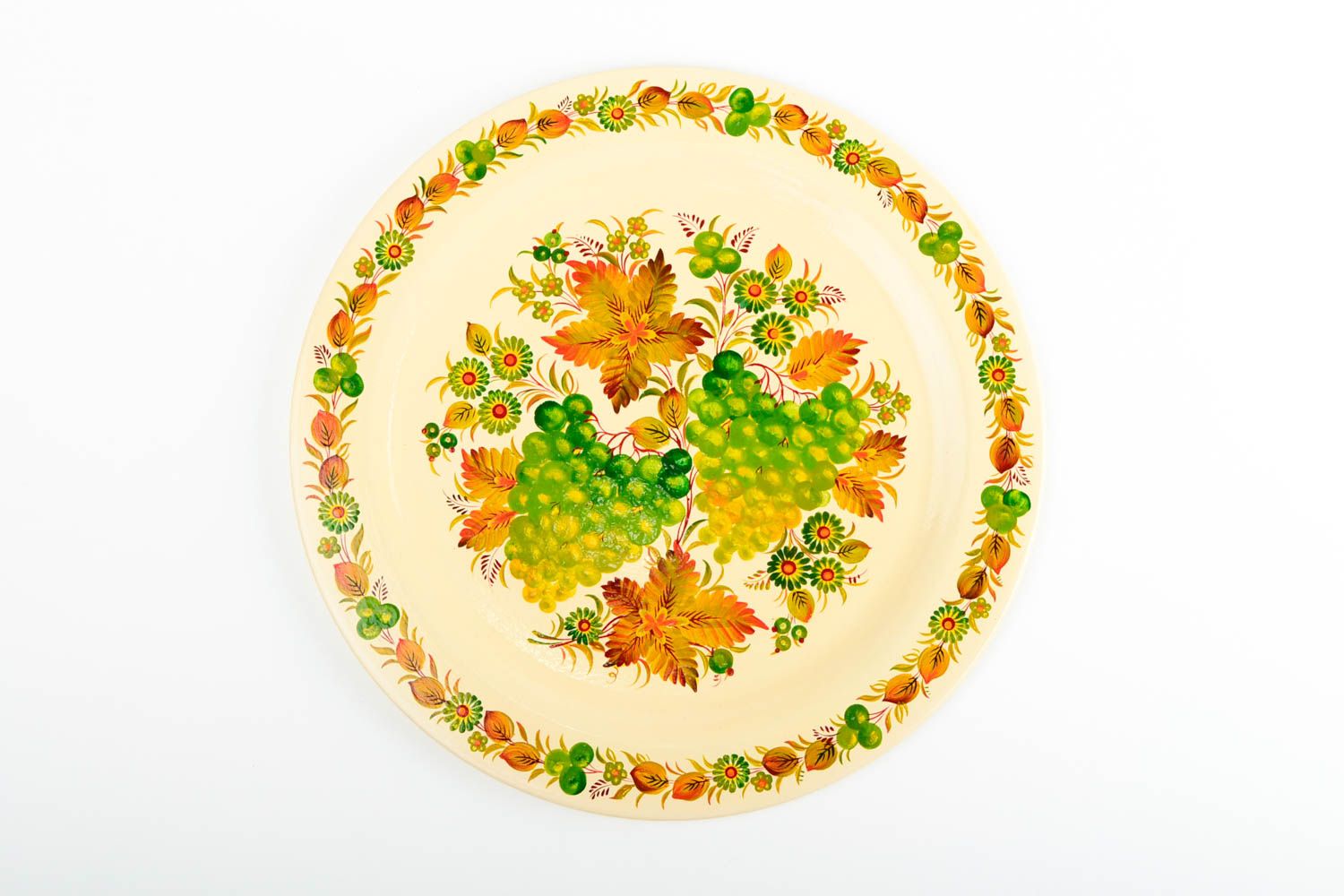 Декор на стену ручной работы светлая декоративная тарелка расписная посуда фото 2