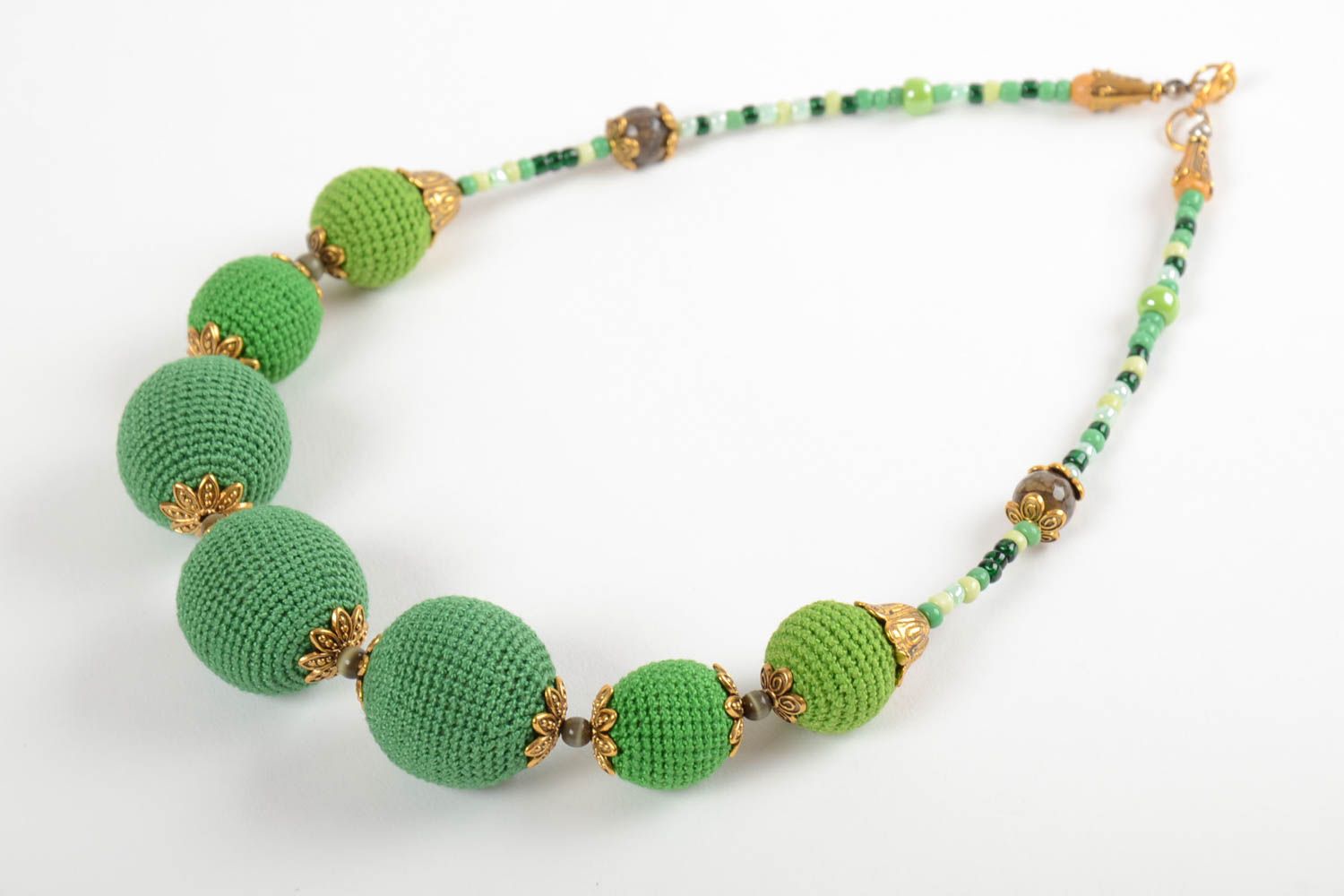 Halskette Frauen handmade Kette Holzperlen Modeschmuck Collier in Grün schön  foto 4
