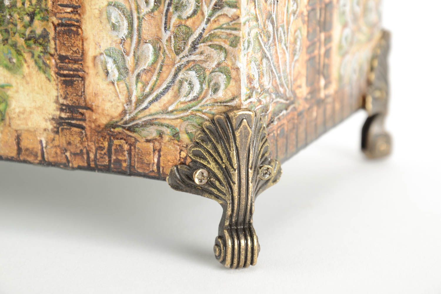 Caja de madera hecha a mano joyero original con decoupage objeto de decoración  foto 5