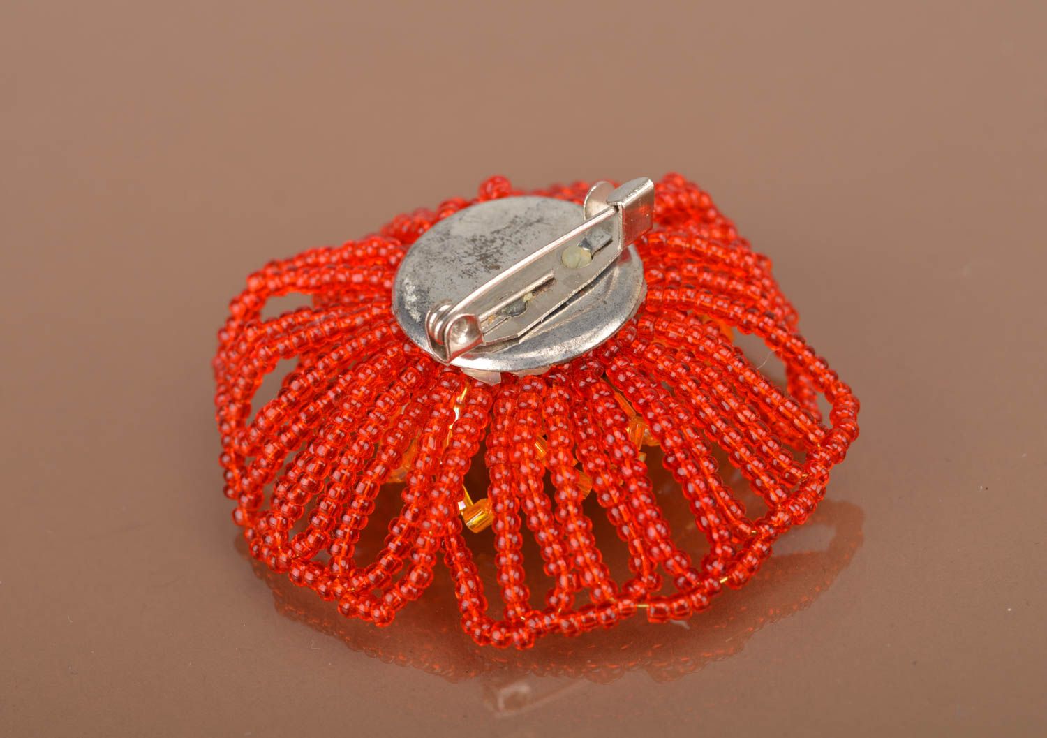Massive designer brooch handmade beaded accessory female flower jewelry photo 2