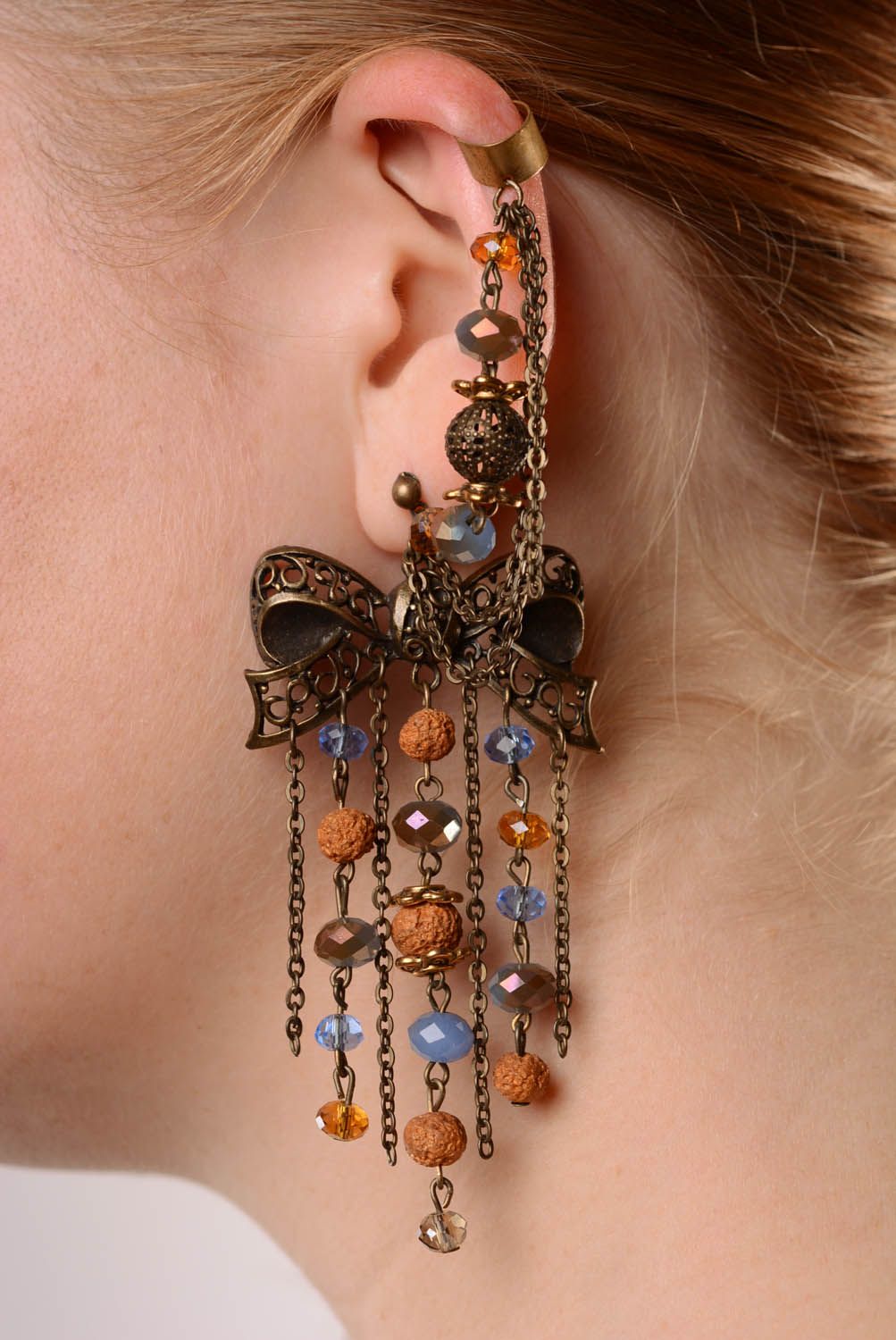 Handmade cuff earrings Vintage Bows photo 4