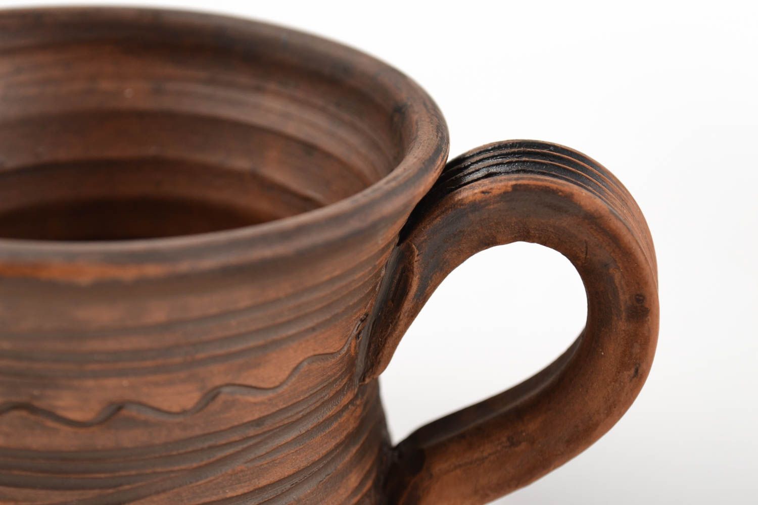 Teetassen Set Keramik Handarbeit braune Tassen Ton Geschirr 2 Stück schön foto 5