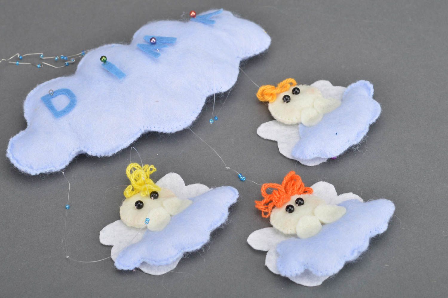 Schönes originelles handgemachtes Spielzeug für Interieur für Kinderzimmer Wolke foto 2