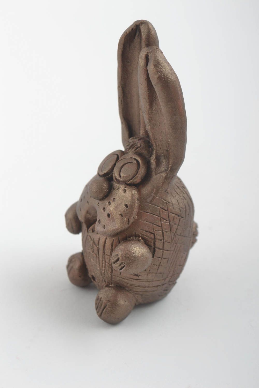 Статуэтка заяц сувенир ручной работы декоративная фигурка сувенир из глины фото 5