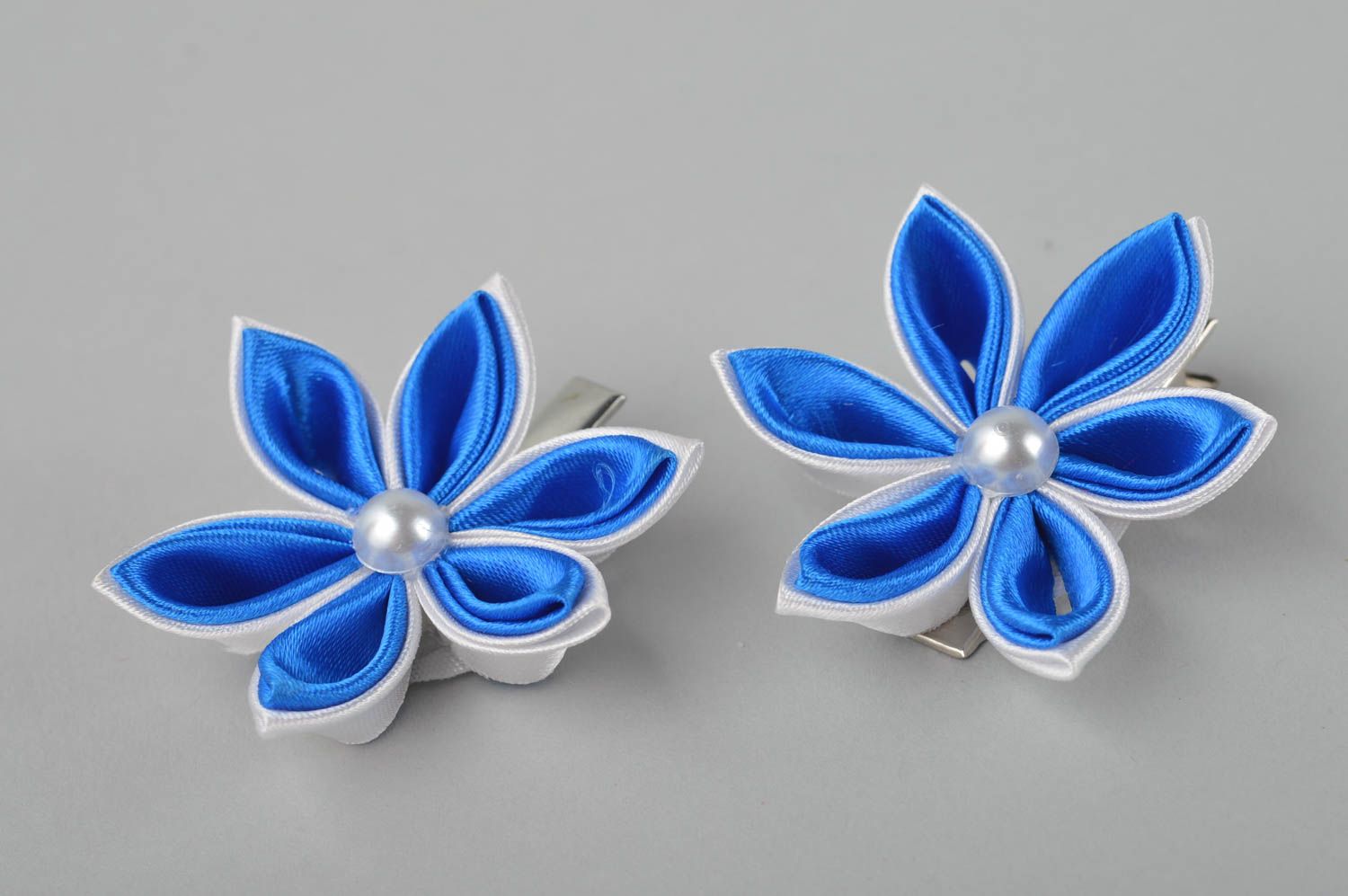 Beautiful handmade flower barrettes 2 pieces hair clip accessories for girls photo 2