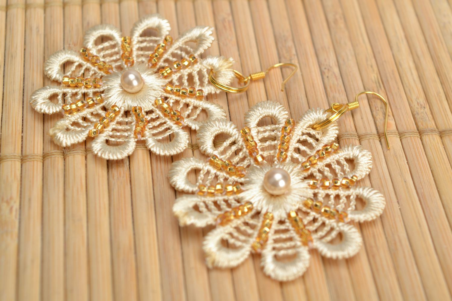 Fabric floral dangle earrings  photo 1