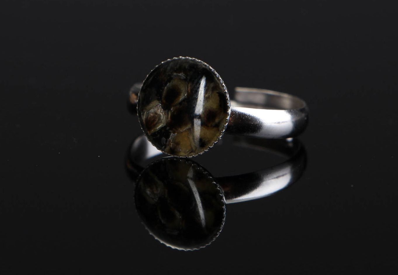 Ring with epoxy Snake leather photo 4