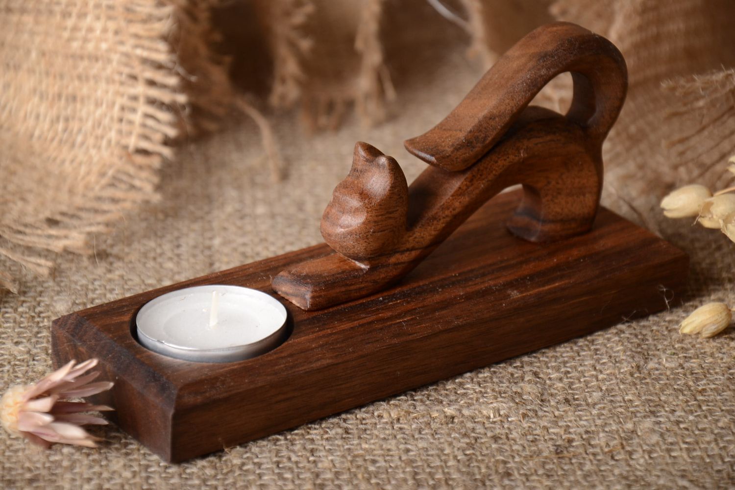 Handmade candlestick wooden candle holder decorative use only gift ideas photo 1