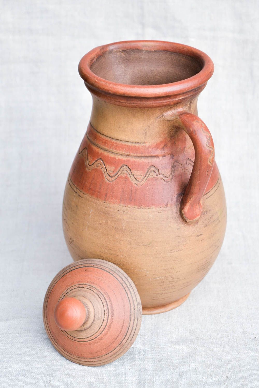 60 oz ceramic terracotta milk pitcher with handle and lid 13 inches, 2 lb photo 2