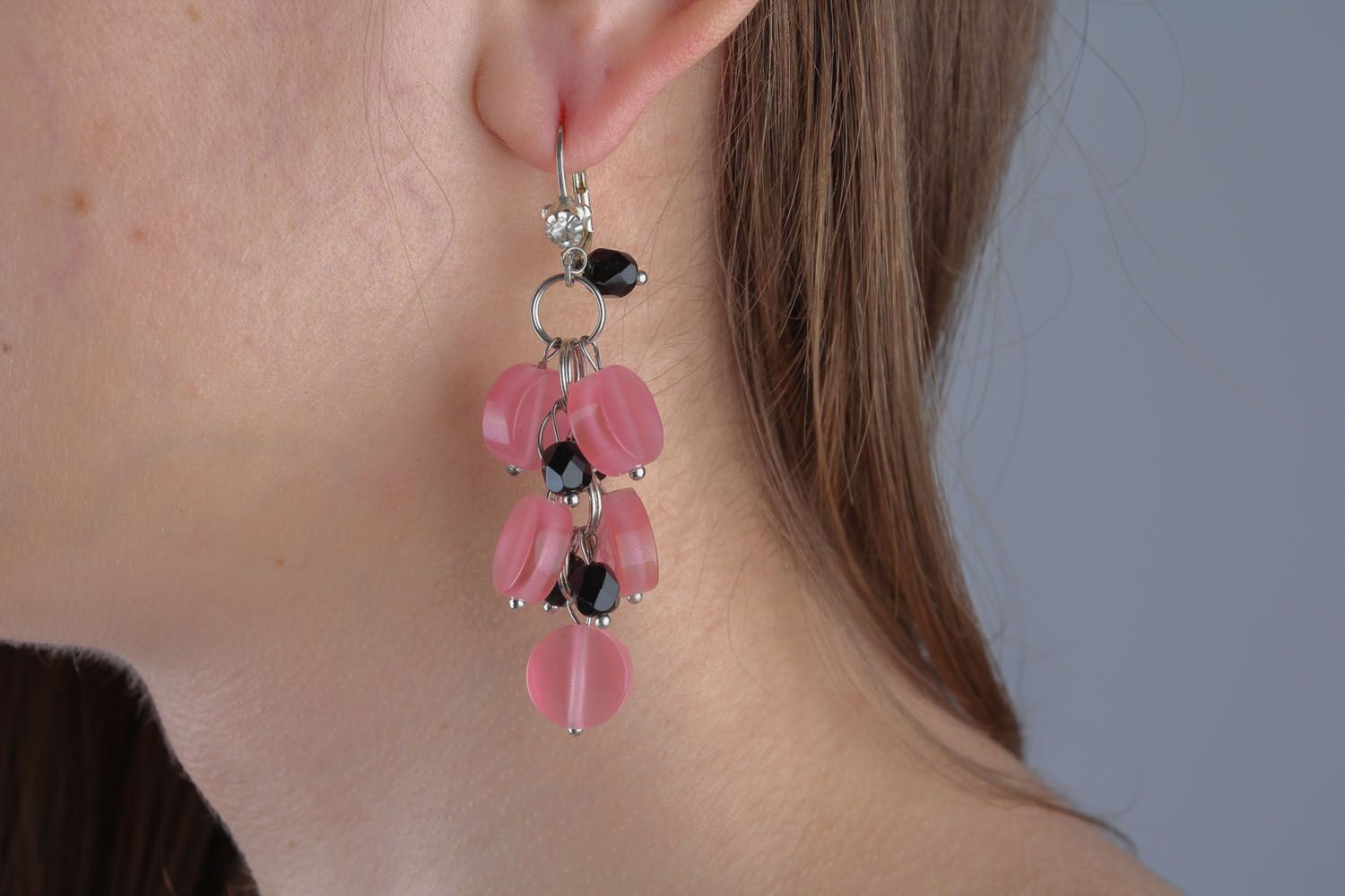 Earrings with cat's eye stone and agate photo 4