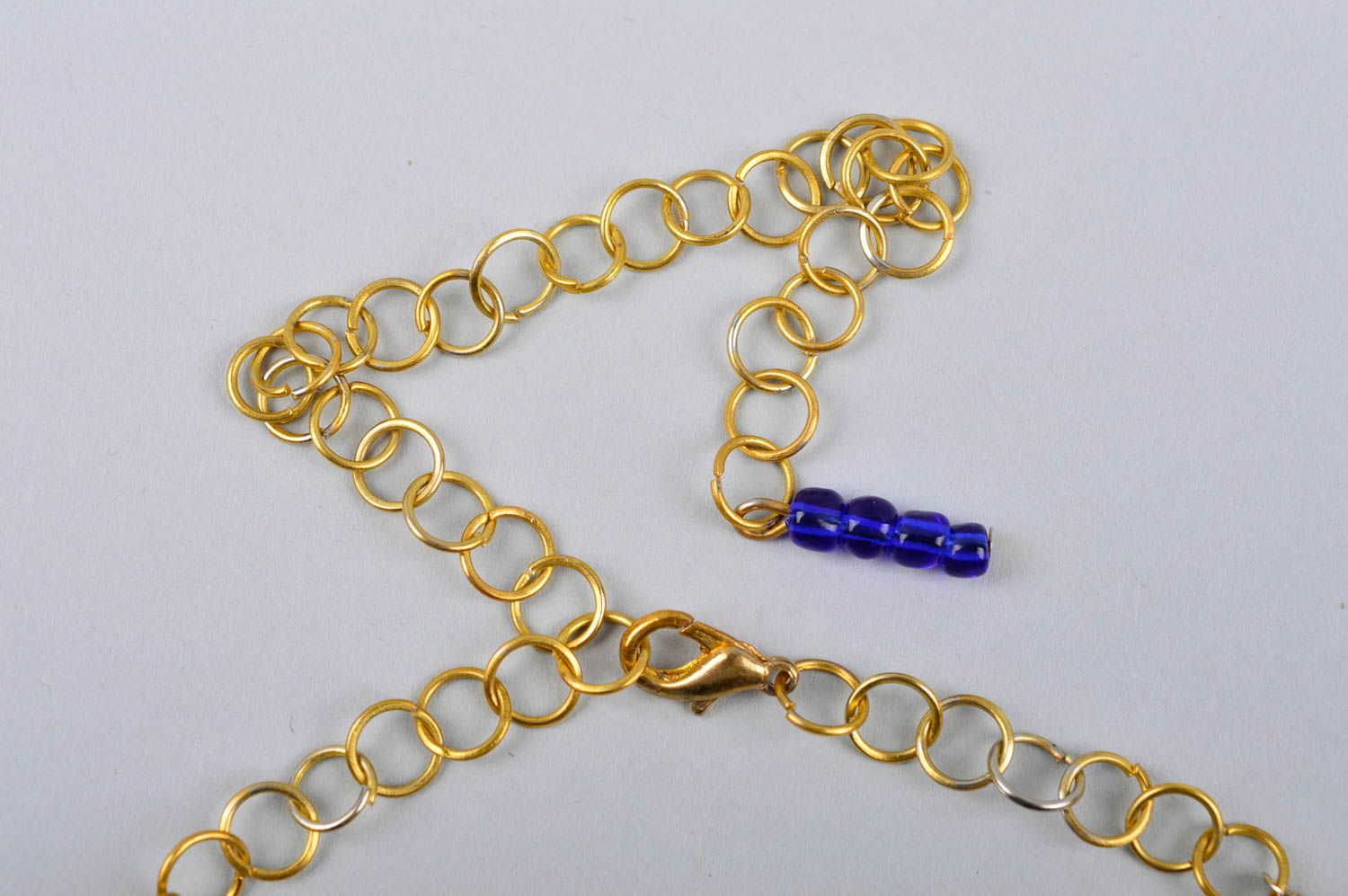 Collier fantaisie Bijou fait main perles rocaille bleu jaune Accessoire femme photo 5